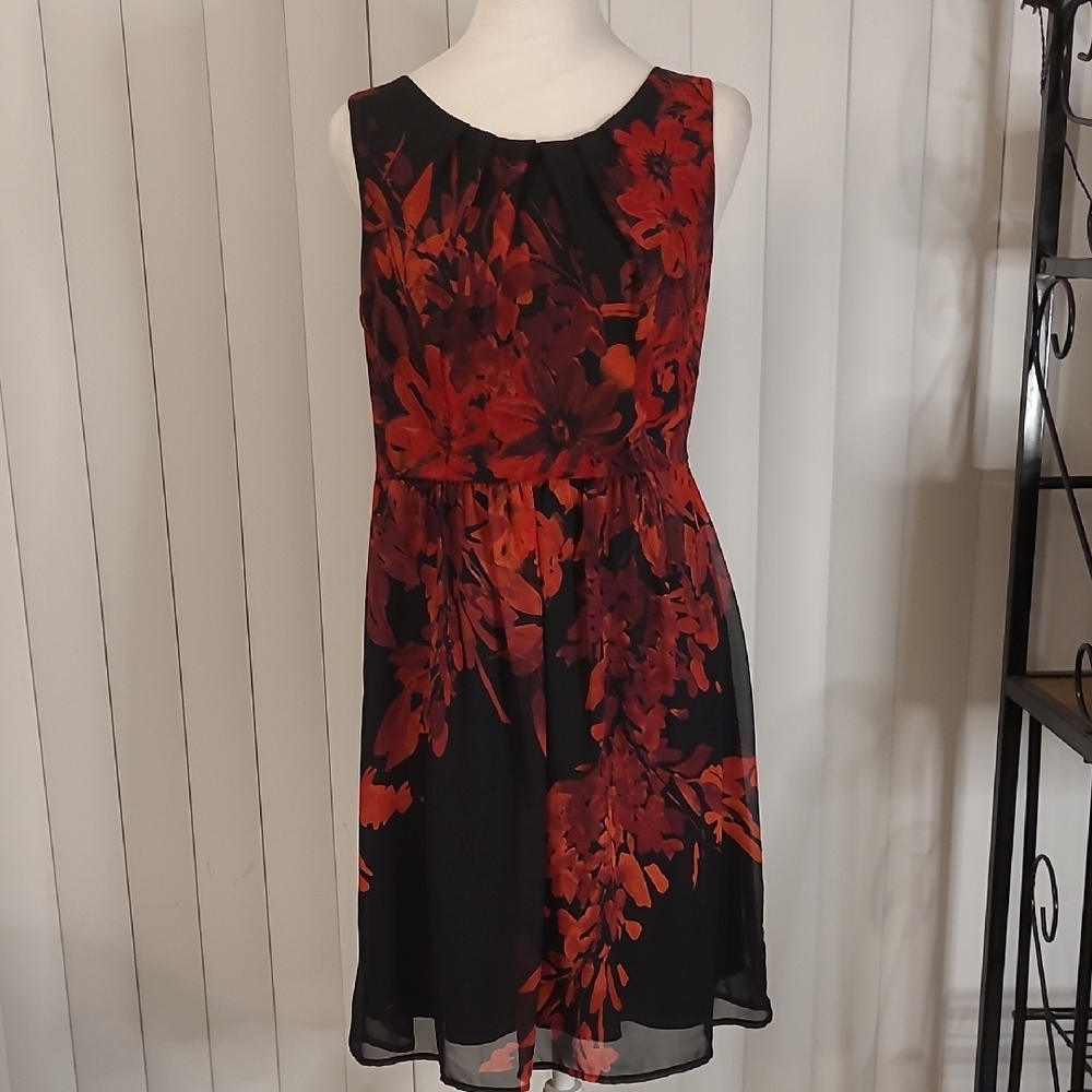 DB Established Floral Black and Red Dress